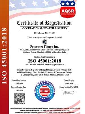 ISO 45001:2018 Certificate