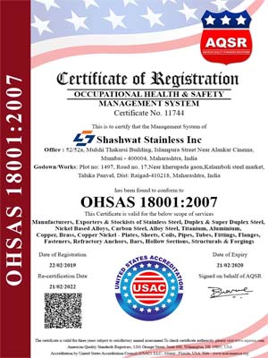 OHSAS 18001:2007 Certificate